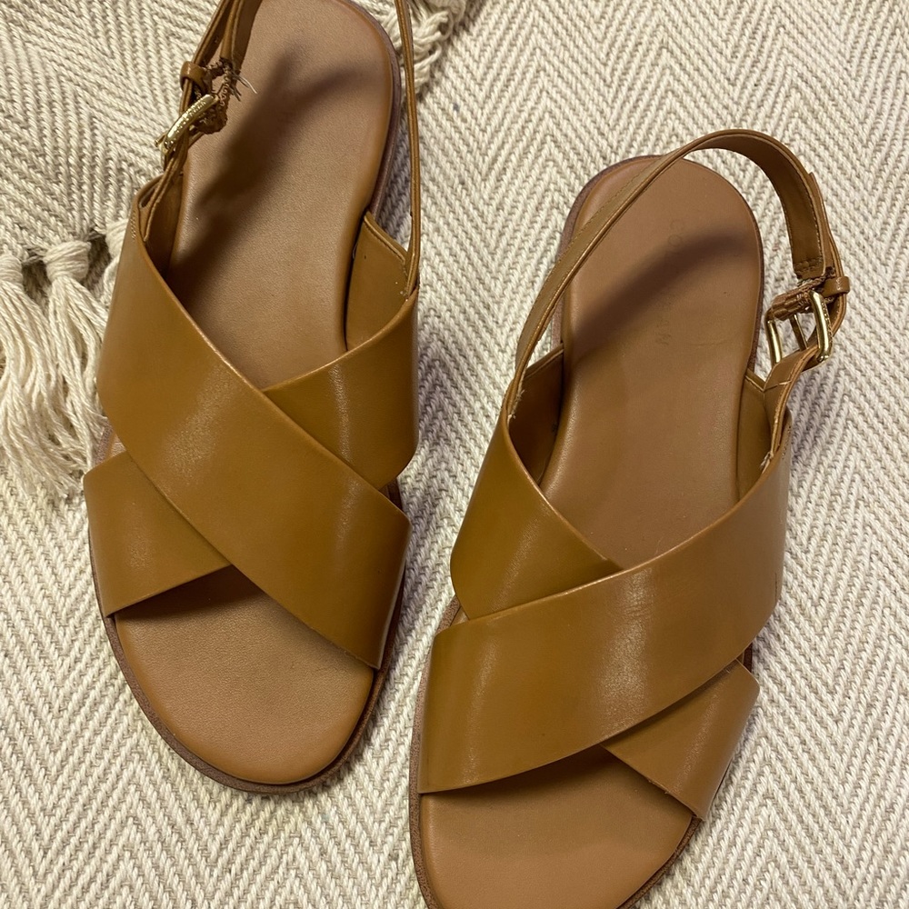 Cole Haan Brown Cross Sling Back Sandals